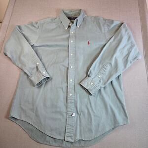 Solid Light Green Polo Ralph Lauren Button Down Shirt Long Sleeve Men’s L